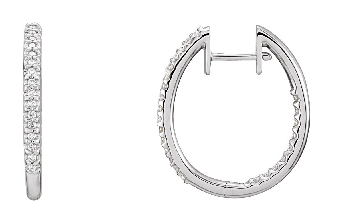 Diamond Inside-Outside Hoop Earrings, 14K White Gold (1/4 Ctw, Color G-I , Clarity I1 )