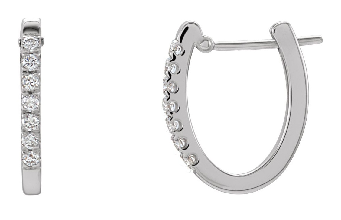 Diamond Hoop Earrings, 14k White Gold (1/5 Ctw, Color H-I , Clarity I1 )