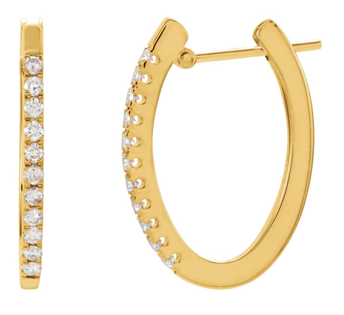 Diamond Hoop Earrings, 14k Yellow Gold (1/3 Ctw, Color H-I , Clarity I1 )