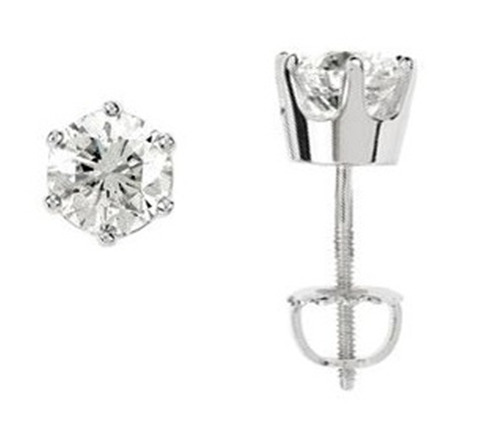 Diamond 14k White Gold Stud Earrings (2 Ctw, Color G-H, Clarity I1)