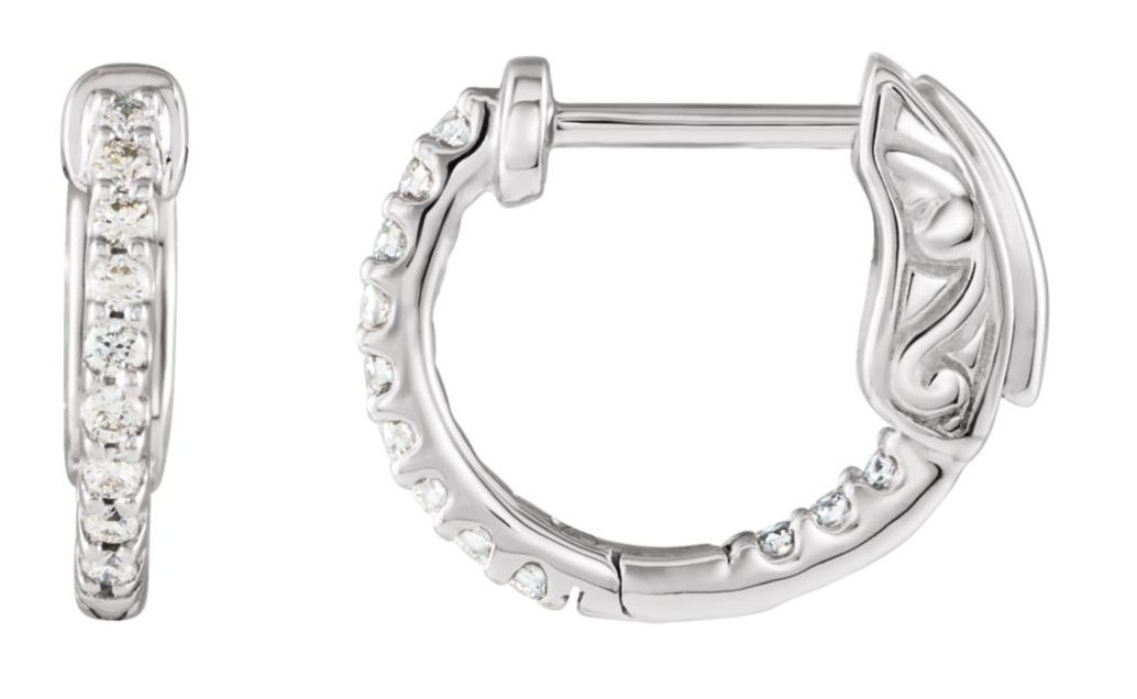 Diamond Inside-Outside 14k White Gold Hoop Earrings (1/4 Ctw, Color H+, Clarity I1)