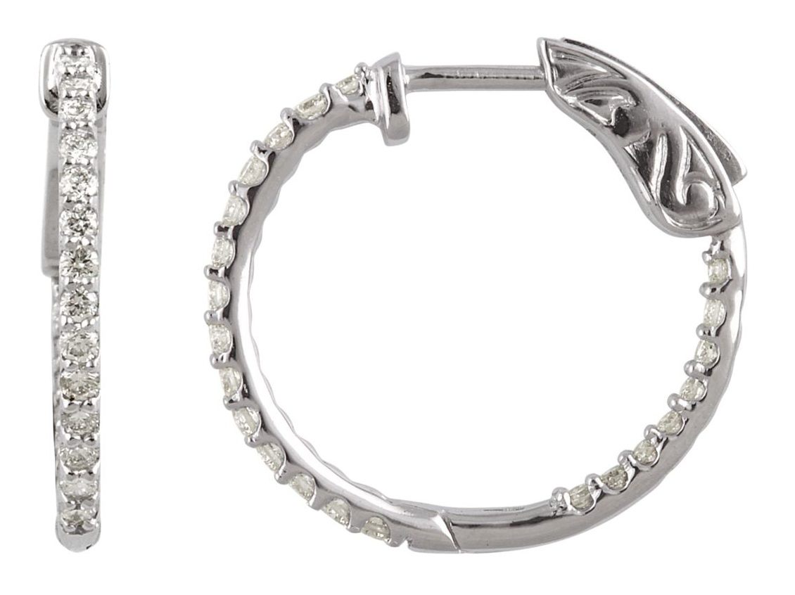 Diamond Inside-Outside 14k White Gold Hoop Earrings (1/2 Ctw, Color H+, Clarity I1)