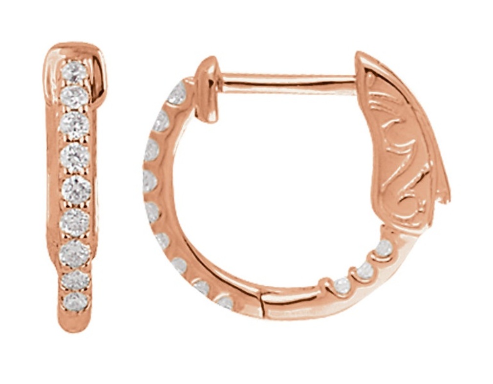 Diamond Inside-Outside Hoop Earrings, 14k Rose Gold (1/4 Ctw, Color H+, Clarity I1)