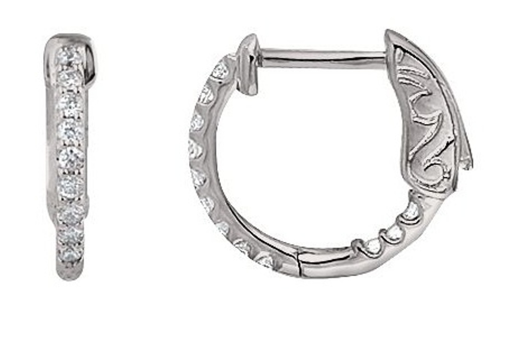 Platinum Hoop Earrings, Inside-Outside Diamond (1/4 Ctw, Color H+, Clarity SI )