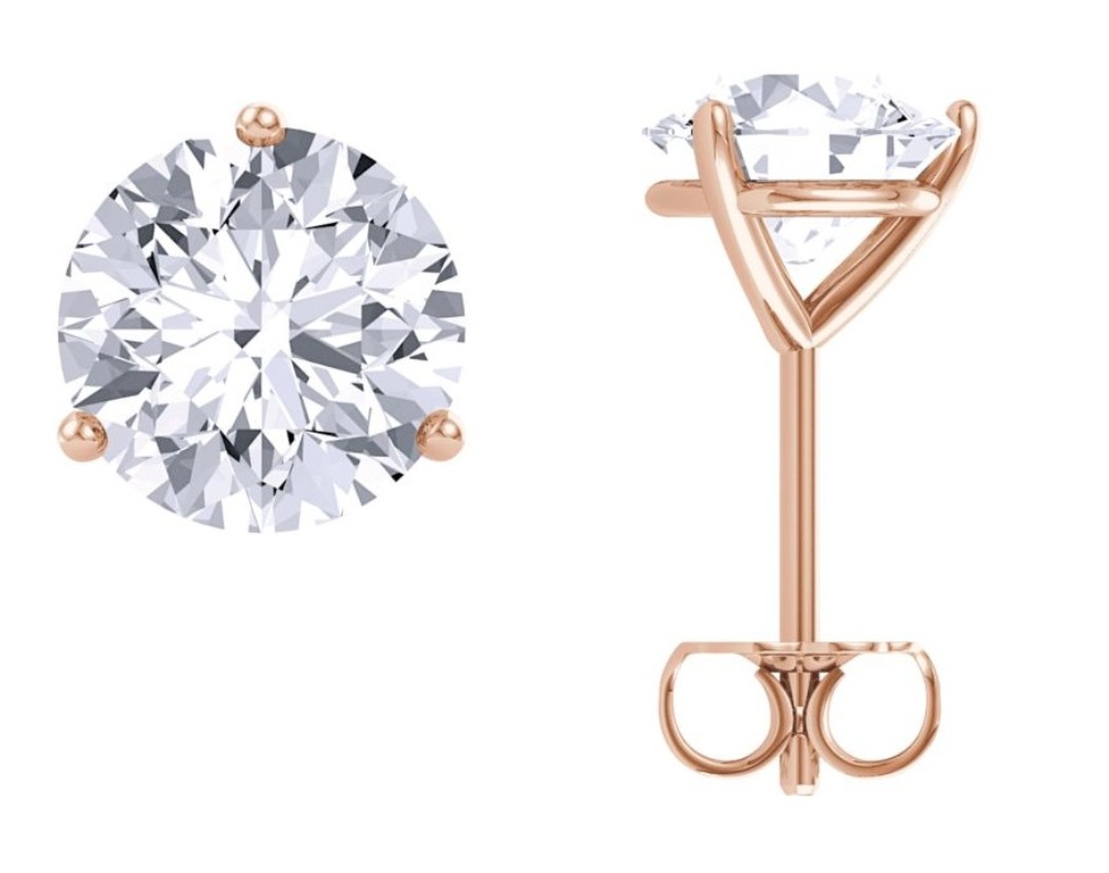 Charles & Colvard Forever One Moissanite Earrings, 14k Rose Gold 4MM