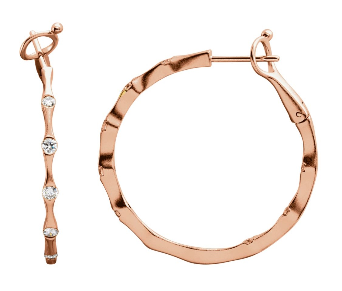 Diamond Inside-Outside 14K Rose Gold Hoop Earrings (1/2 Ctw, Color H-I, Clarity I1)