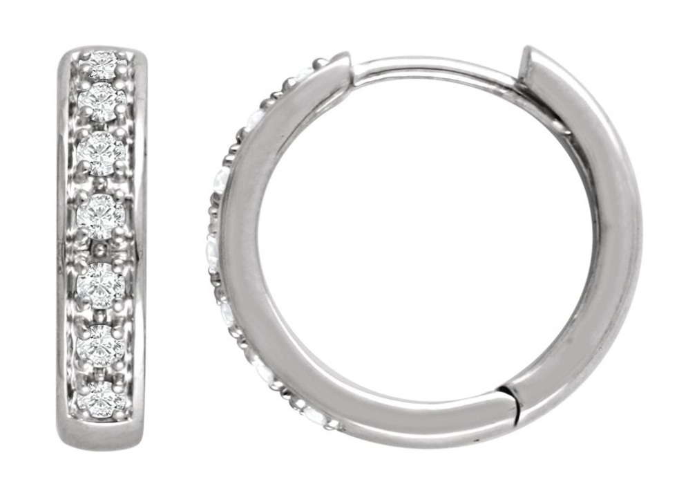 Diamond Hoop Earrings, 14k White Gold (1/3 Ctw, Color H+, Clarity I1)