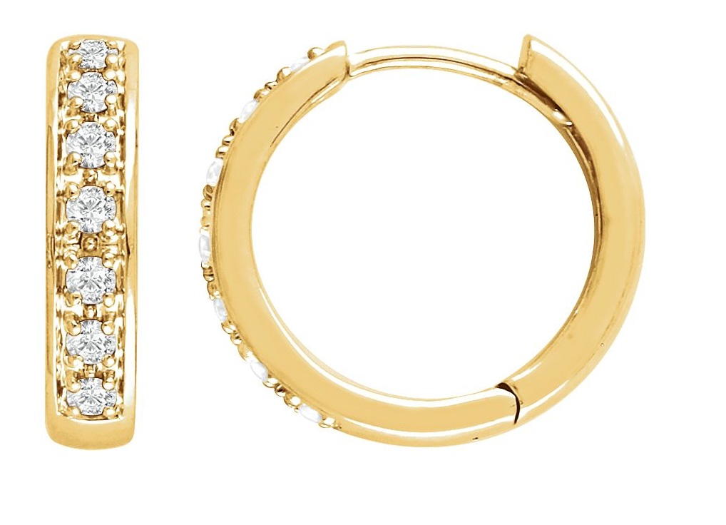 Diamond Hoop Earrings, 14k Yellow Gold (1/3 Ctw, Color GH, Clarity SI1)