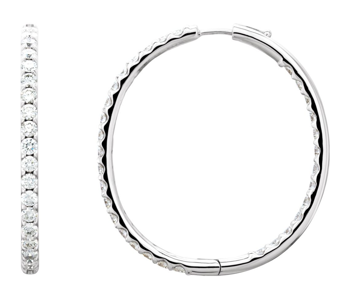 Diamond Inside-Outside Hoop Earrings, 14k White Gold (5 Ctw, Color G-H, Clarity I1)