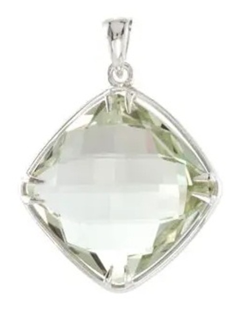 Quartz Antique Square Sterling Silver Pendant