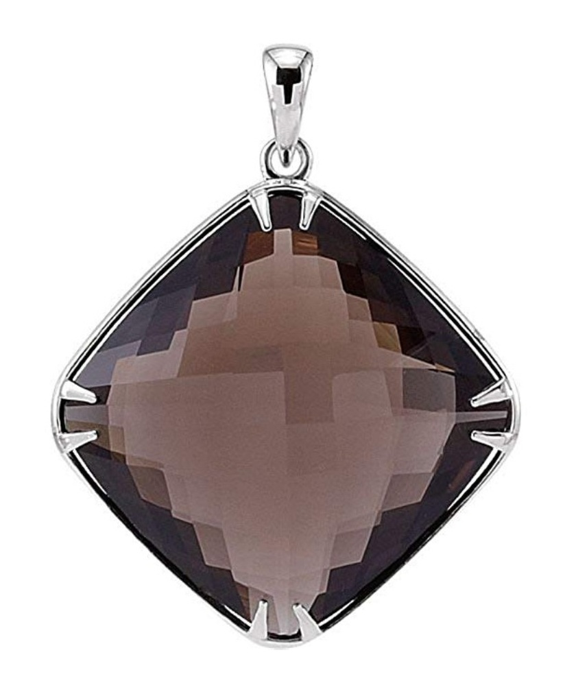 Smoky Quartz Antique Square Sterling Silver Pendant