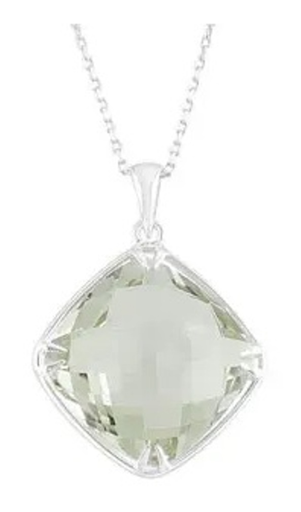 Quartz Antique Square Sterling Silver Necklace, 18