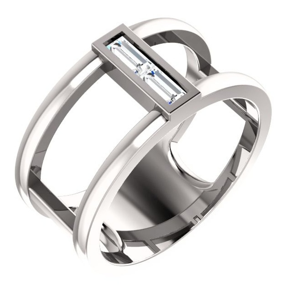 Platinum Diamond Baguette Negative Space Ring