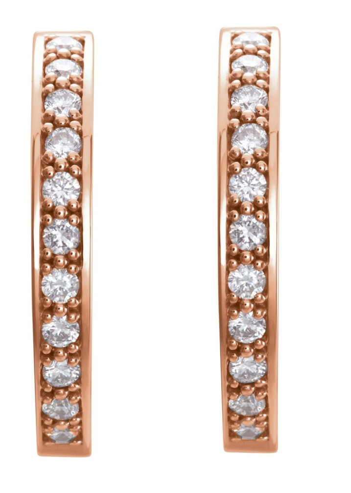 Diamond Inside-Outside Earrings, 14k Rose Gold (1 Ctw, Color G-H, Clarity I1)