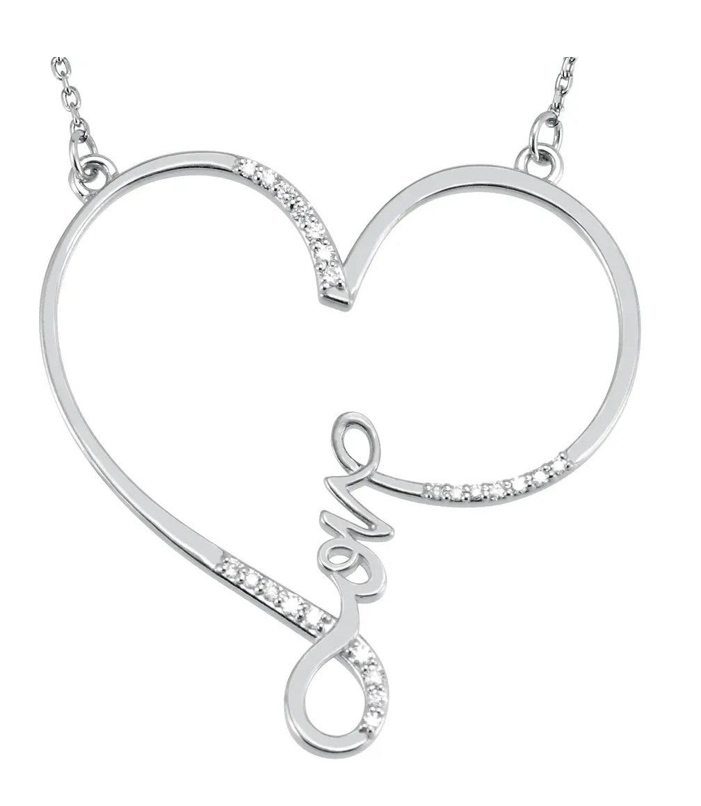 The Men's Jewelry Store 1/8 Ct. Love Heart Diamond Necklace in Sterling Silver, 18