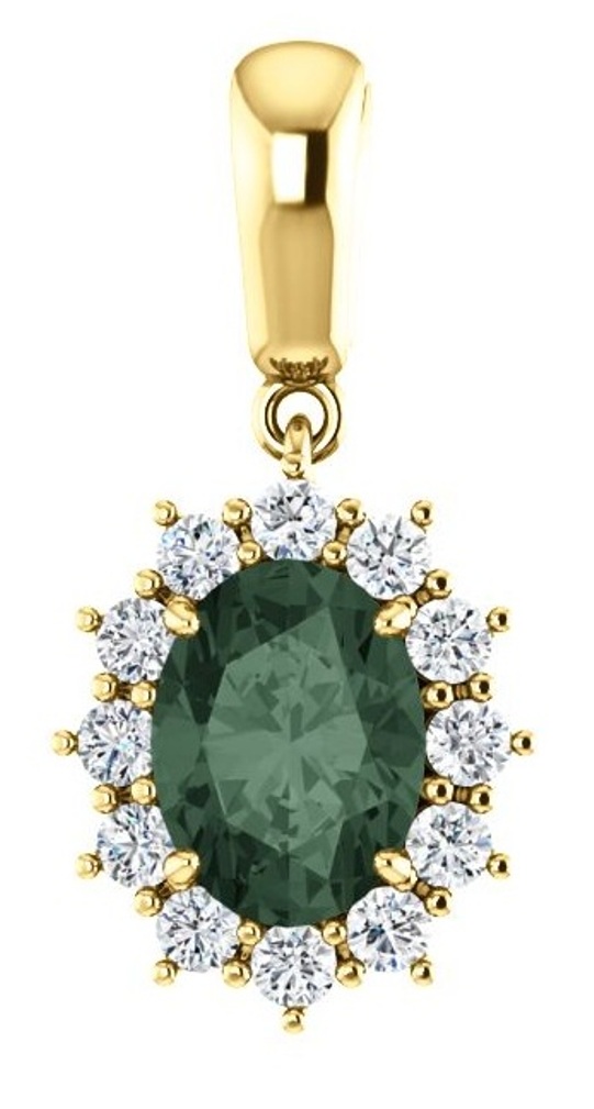 Diamond and Created Alexandrite Pendant, 14k Yellow Gold