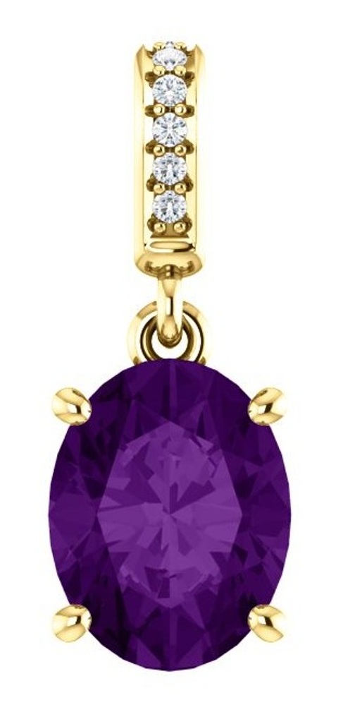 Diamond and Amethyst Pendant, 14k Yellow Gold