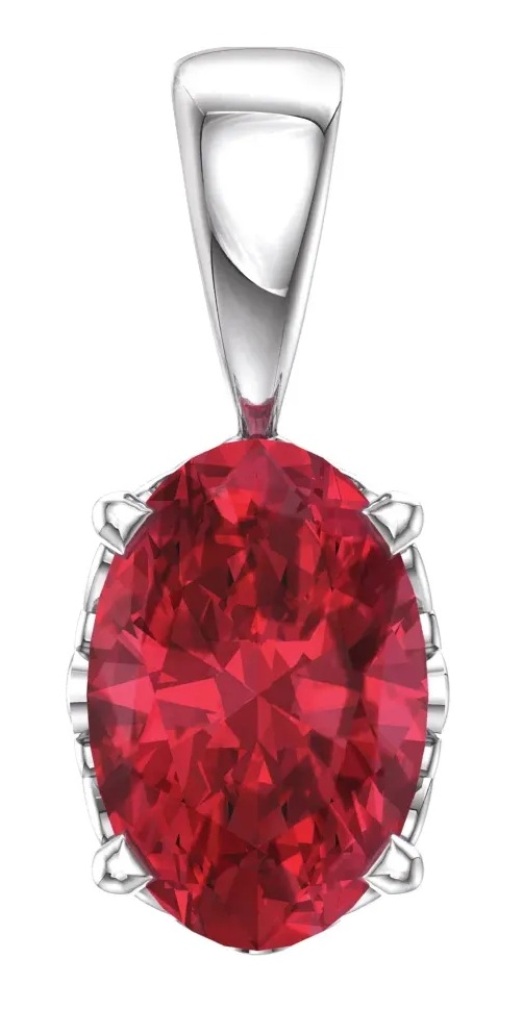 Chatham Created Ruby Pendant, Rhodium-Plated 14k White Gold