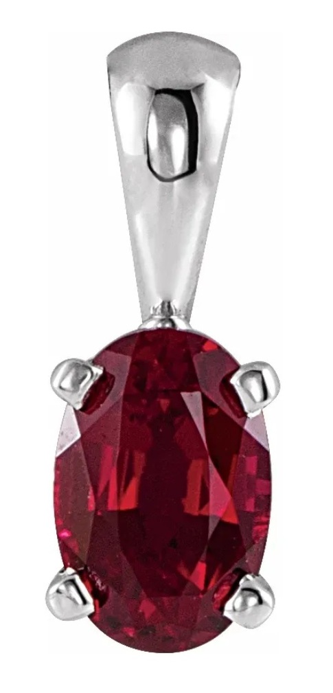 Lab Created Oval Ruby Pendant, 14k Yellow Gold