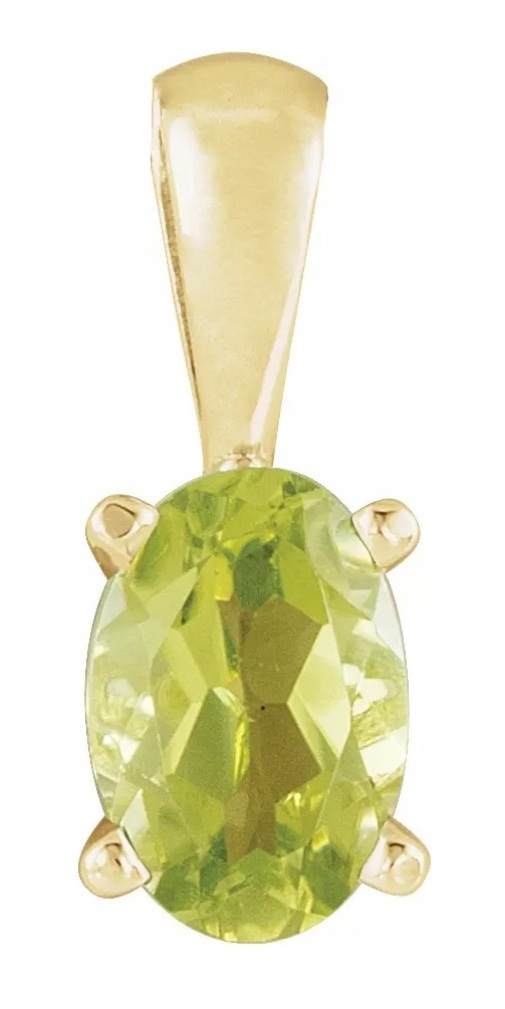 Oval Peridot Pendant, 14k Yellow Gold