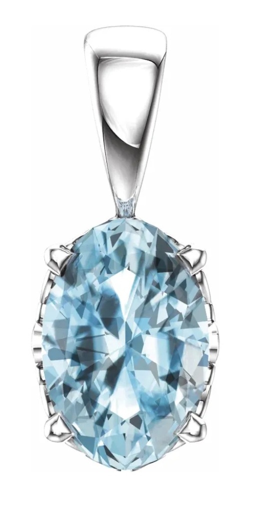 Oval Sky Blue Topaz Pendant, Rhodium-Plated 14k White Gold