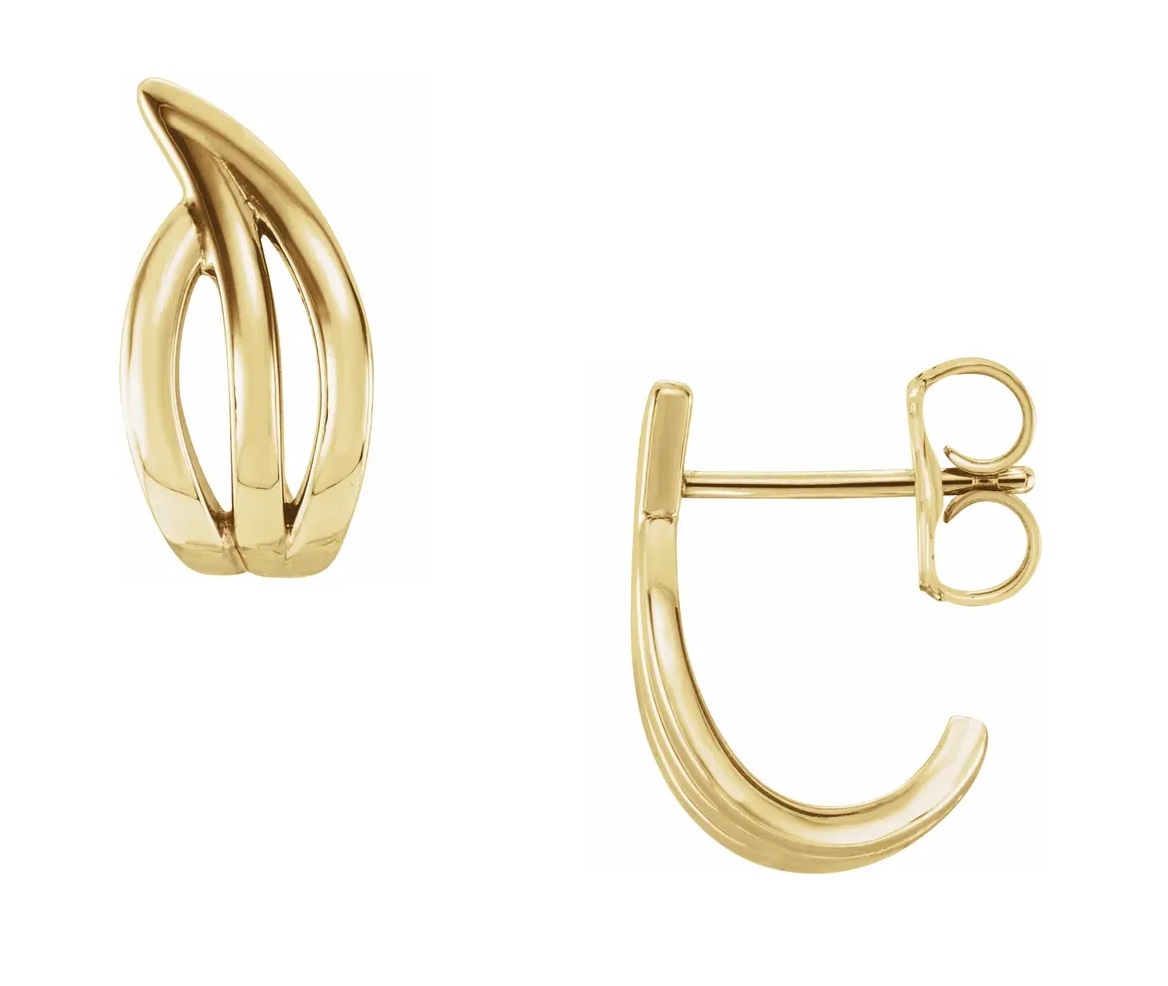 Freeform J-Hoop Earrings, 14k Yellow Gold 
