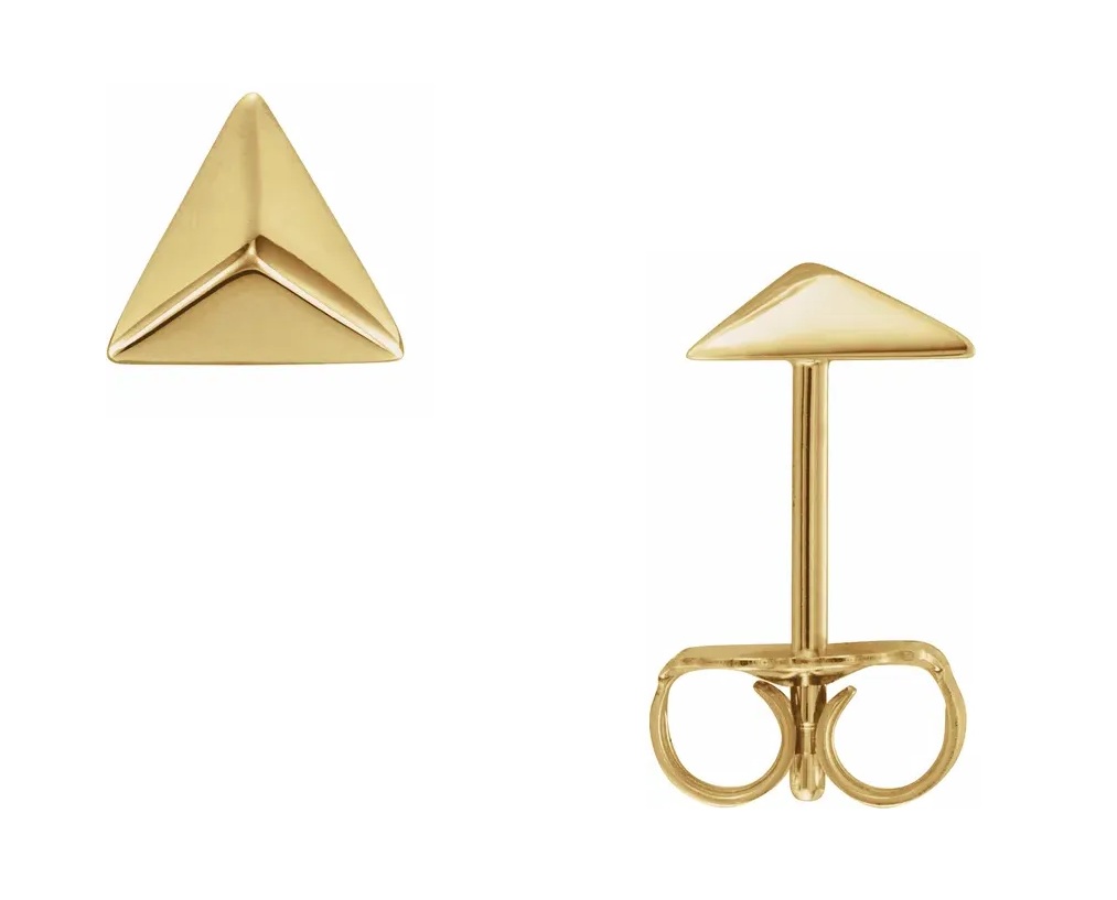 Petite Pyramid Stud Earrings, 14k Yellow Gold 
