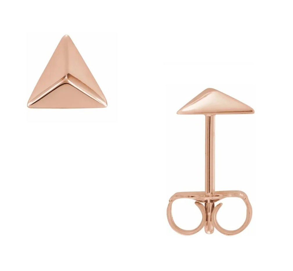 Petite Pyramid Stud Earrings, 14k Rose Gold 
