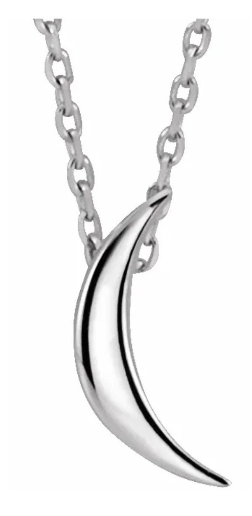 14k White Gold Crescent Necklace, 16-18