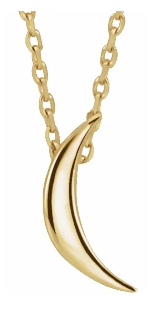 14k Yellow Gold Crescent Necklace, 16-18