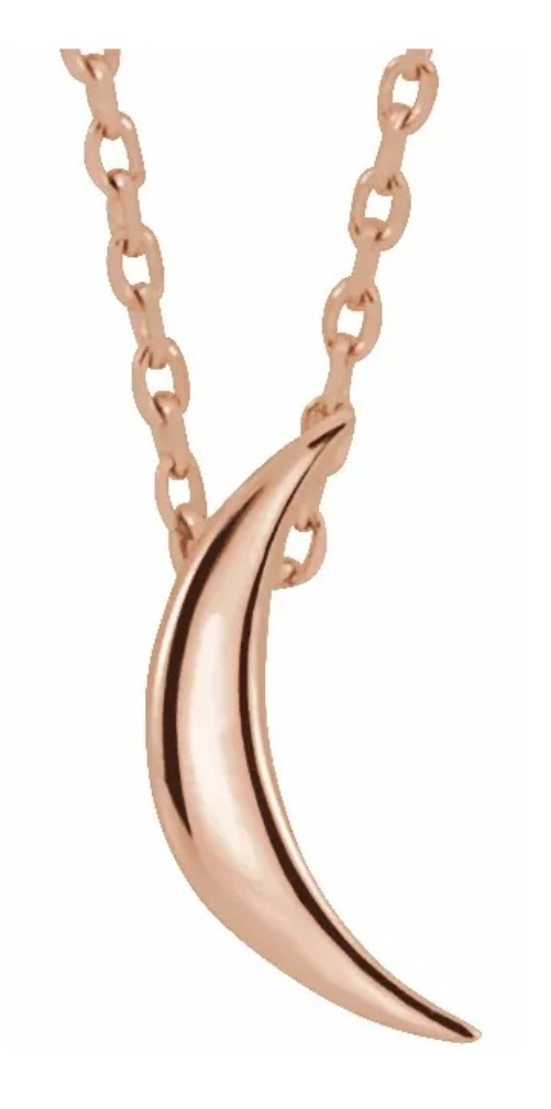 14k Rose Gold Crescent Necklace, 16-18