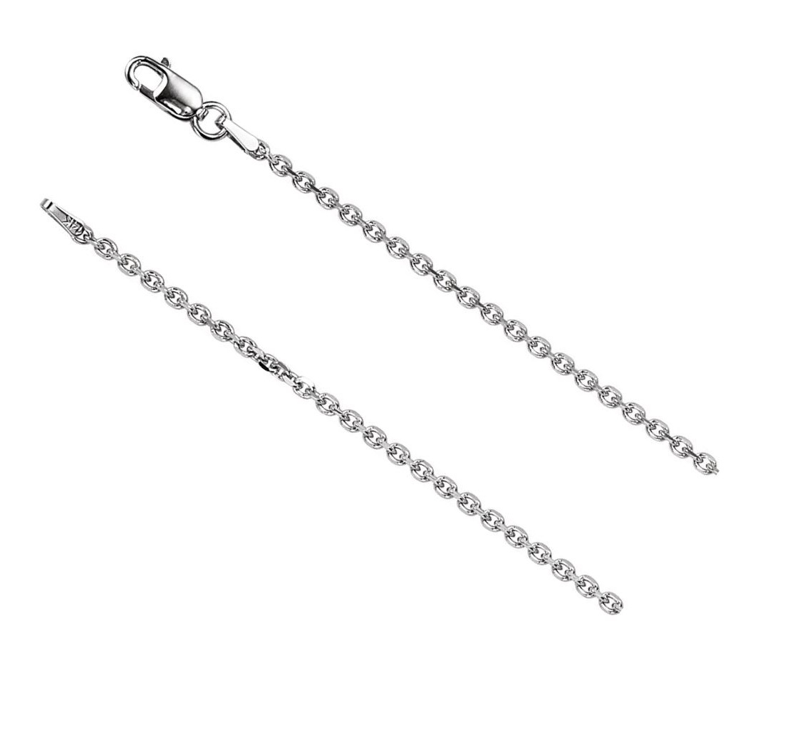 1.75mm 14k White Gold Solid Diamond Cut Cable Chain