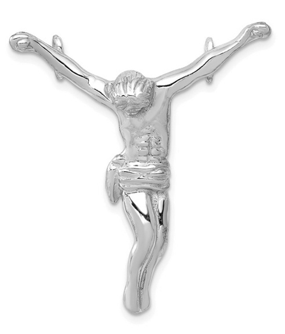 14k White Gold Jesus Chain Slide