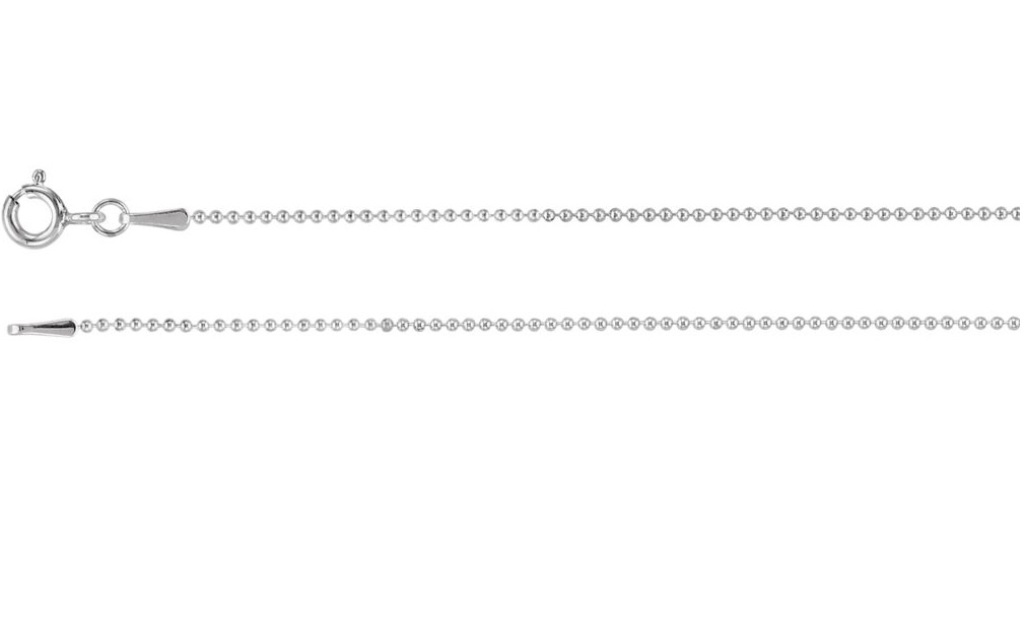 Rhodium-Plated 14k White Gold 1mm Bead Chain 