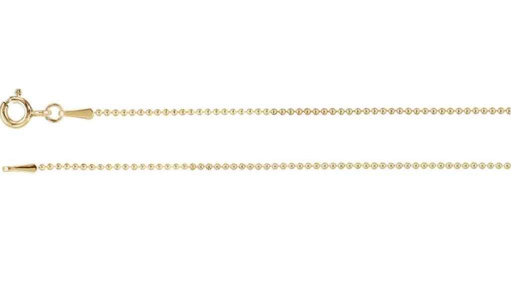 14k Yellow Gold 1mm Bead Chain 