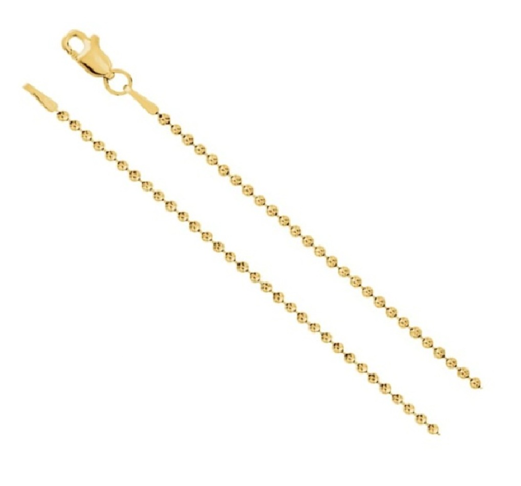 14k Yellow Gold 1.5mm Bead Chain