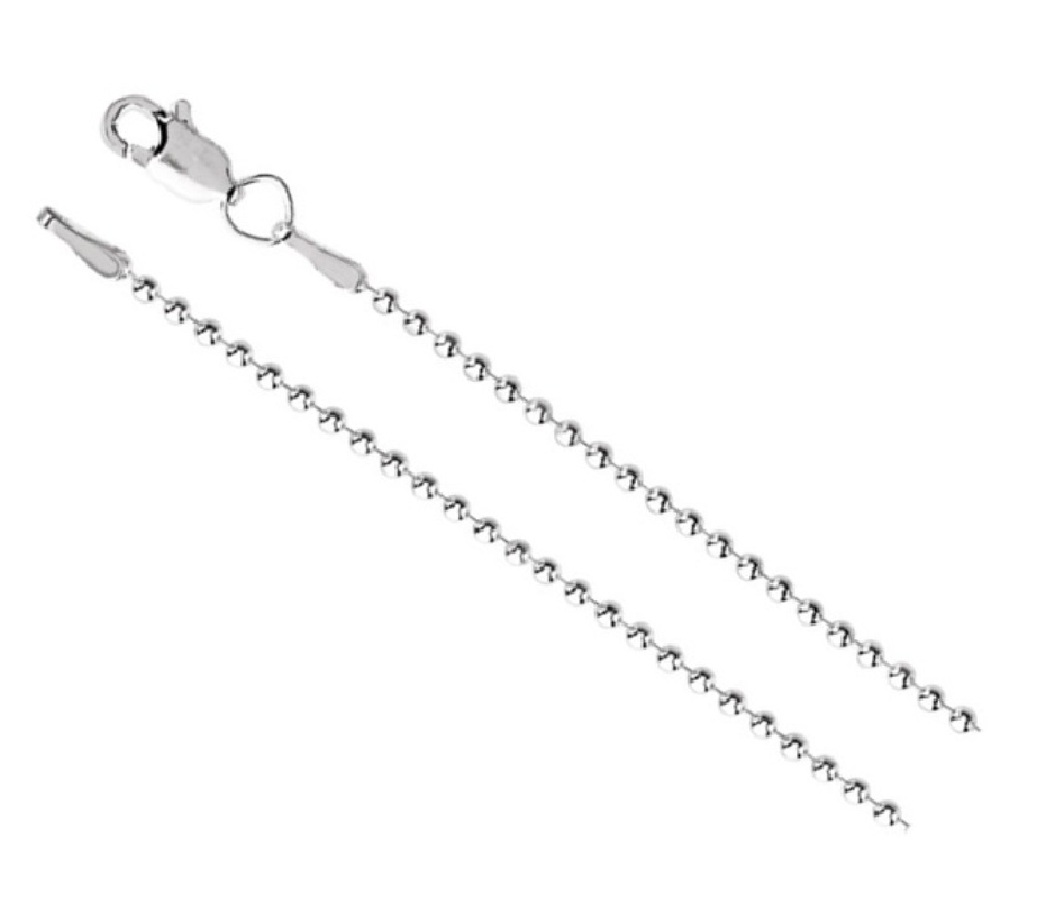 Rhodium-Plated 14k White Gold 1.5mm Bead Chain, 16