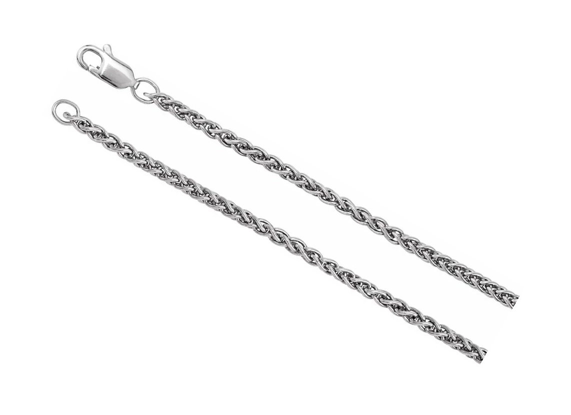 2.40mm Sterling Silver Solid Wheat Chain Necklace Extender Safety Chain