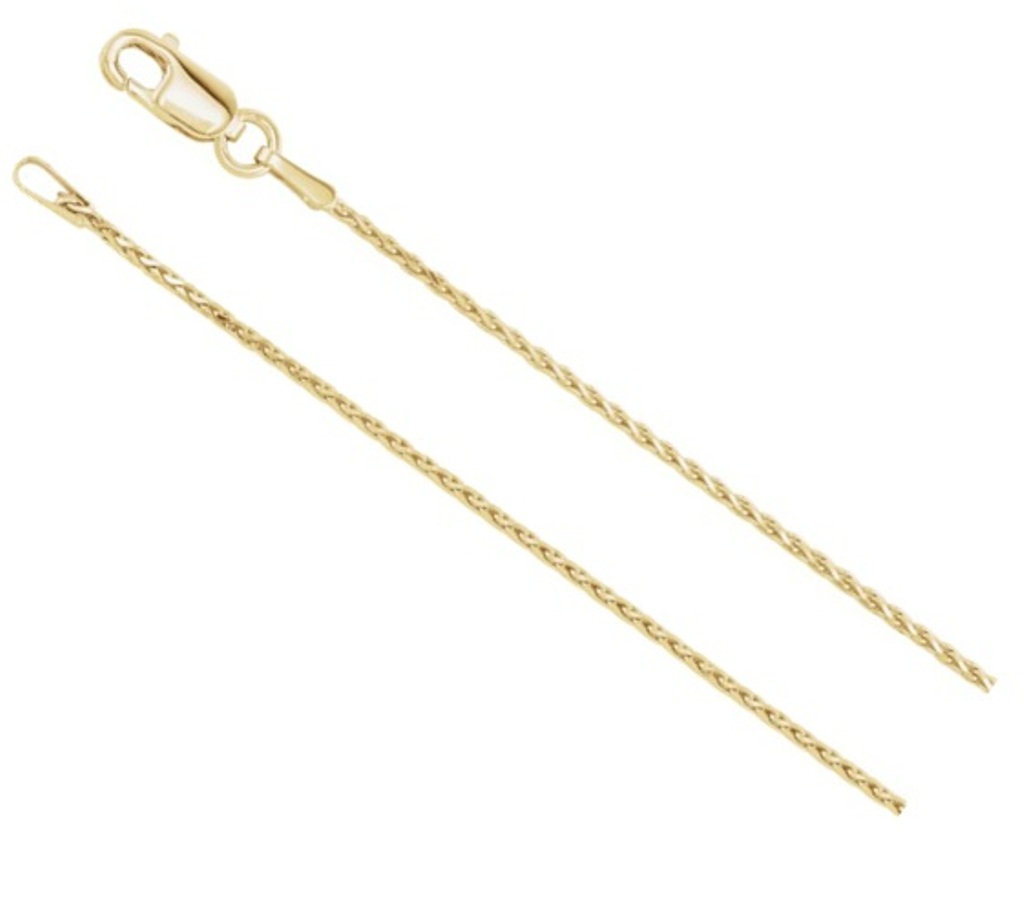 14k Yellow Gold 1mm Diamond-Cut Wheat Chain with Lobster Clasp