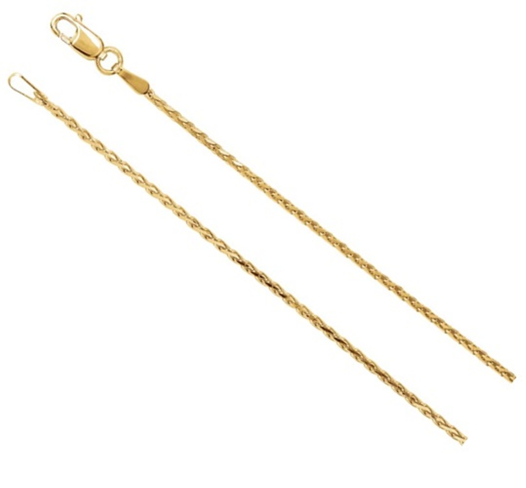 14k Yellow Gold 1.5mm Diamond-Cut Wheat Chain with Lobster Clasp