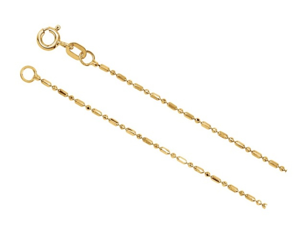 14k Yellow Gold 1.25mm Alternating Diamond-Cut Bead Chain