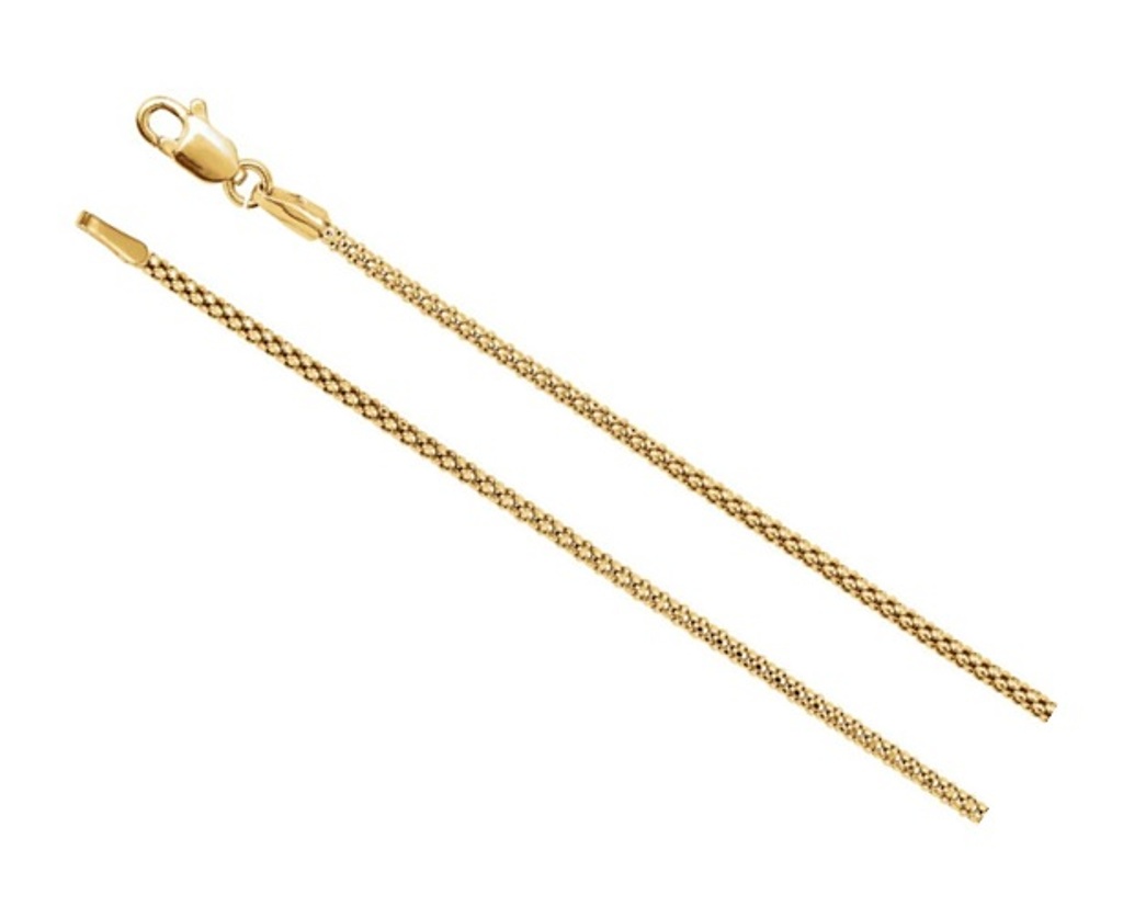 14K Yellow Gold 1.5mm Popcorn Chain with Lobster Clasp