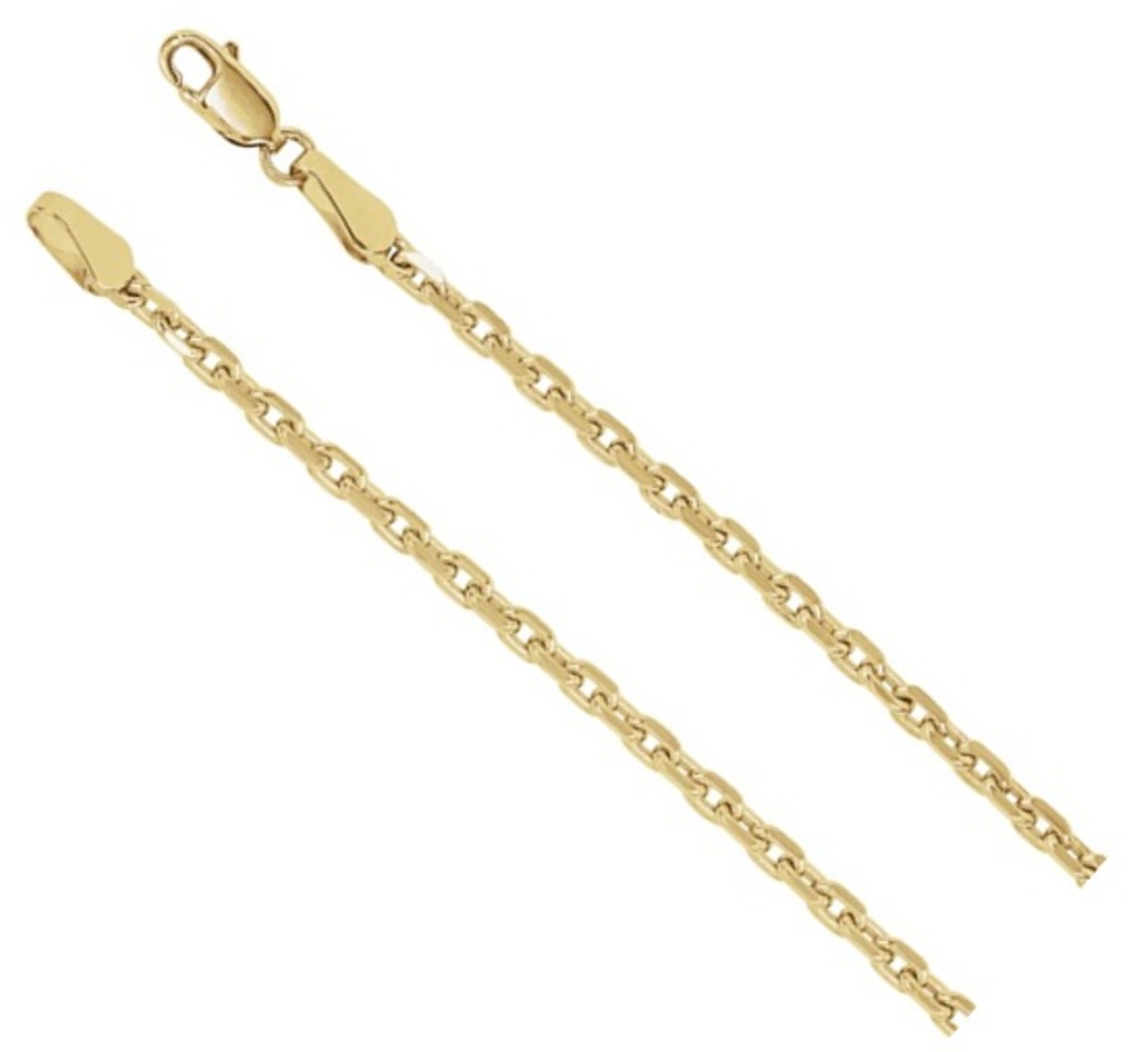 14k Yellow Gold 2.5mm Diamond-Cut Cable Chain with Lobster Clasp