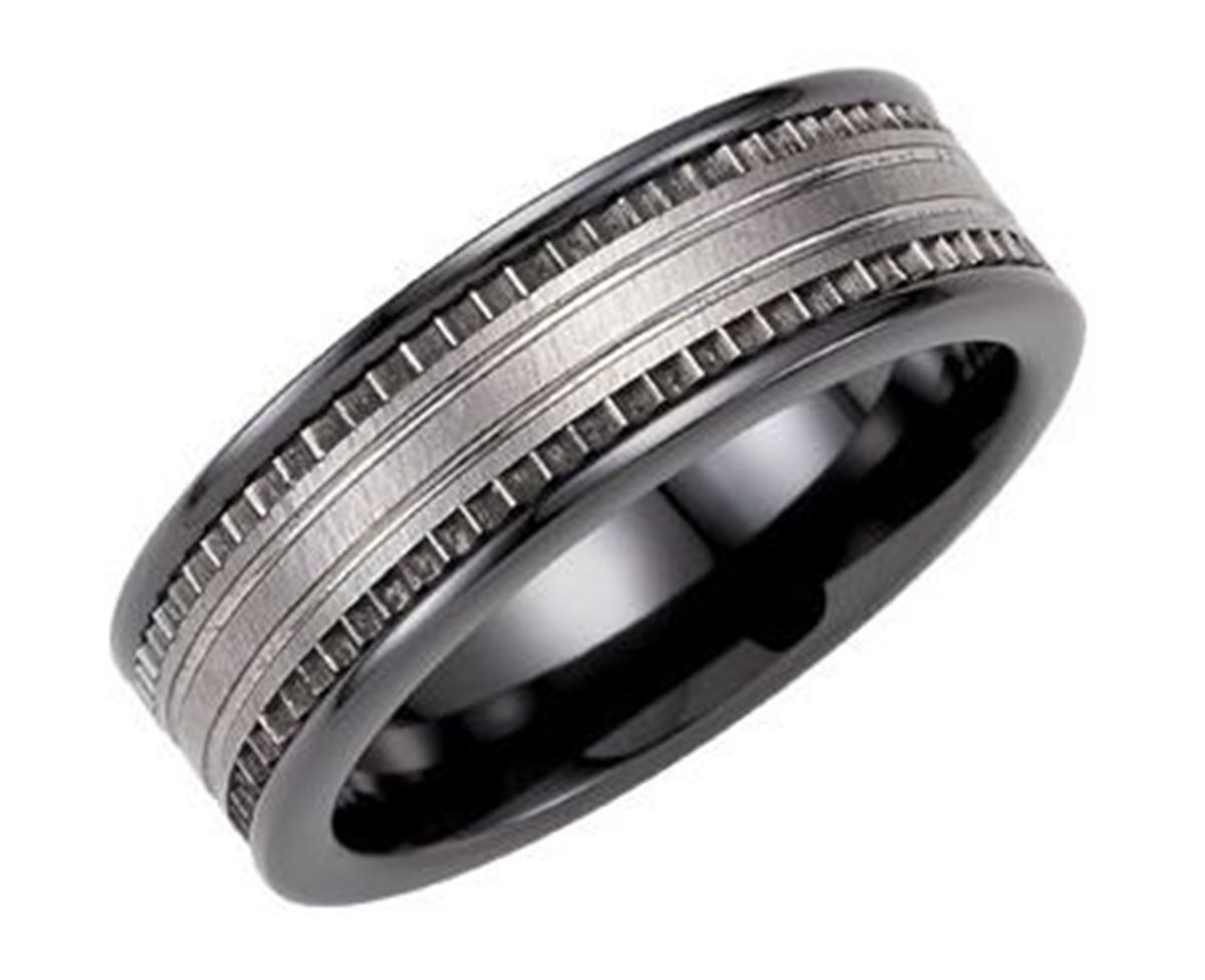 8mm Ceramic Couture Band with Tungsten Inlay (Comfort Fit size 10)
