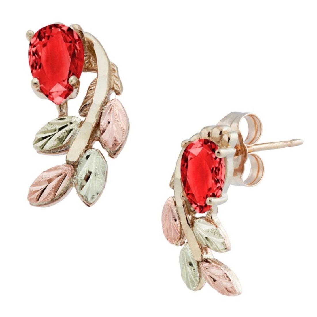 Garnet Pear Petite Leaf Earrings