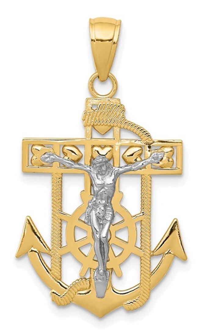 14k Two-Tone Mariner's Crucifix Pendant