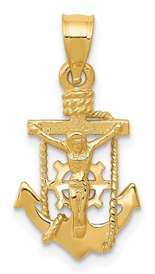 14k Polished Mariner Crucifix Pendant