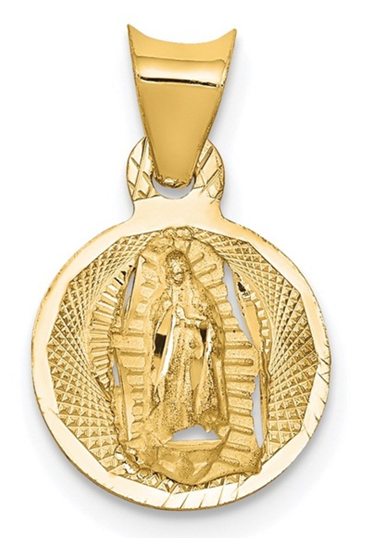 14K Polished D/C Lady Of Guadalupe Circle Pendant