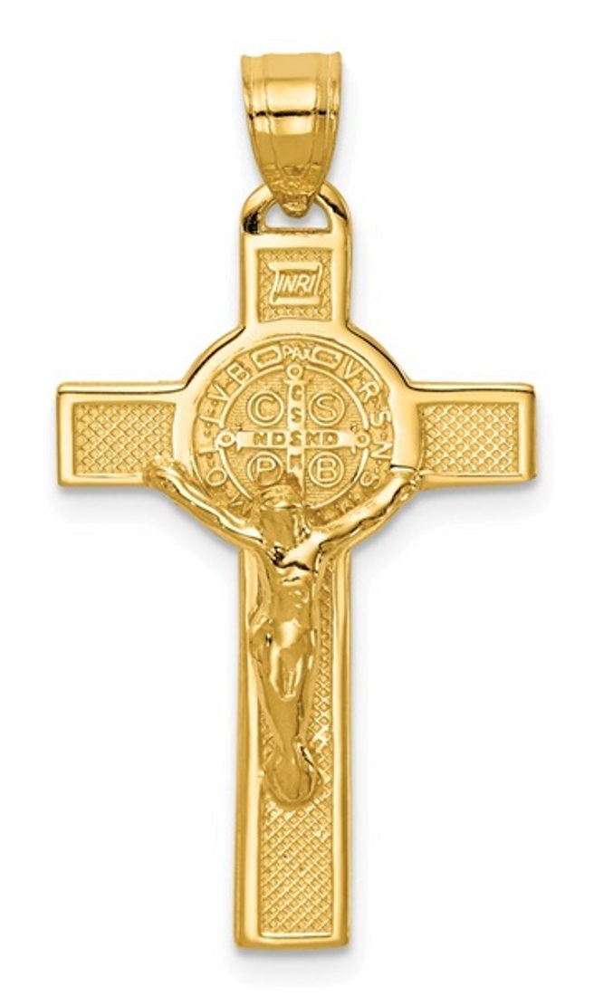 14k San Benito 2-Sided Crucifix Pendant