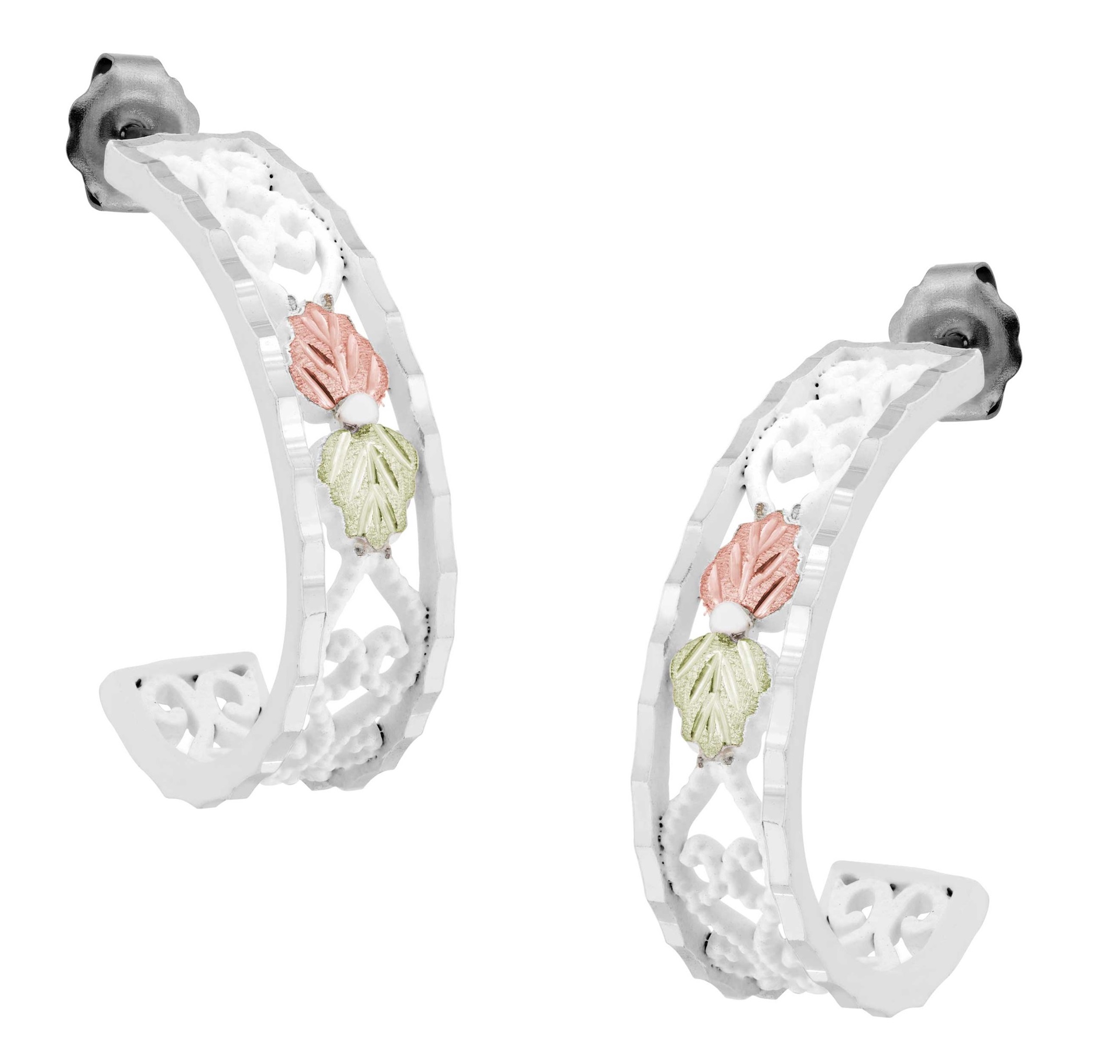 Sterling Silver 'J' Hoop Leaf Earrings